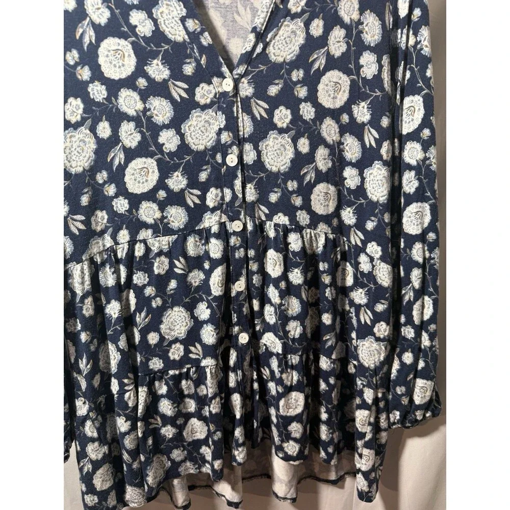 Wonderly Floral Print Dress 3/4 Sleeve V-Neck Size XL